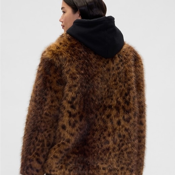 GAP Leopard-Effect Faux Fur Coat in Brown - Picture 3 of 4
